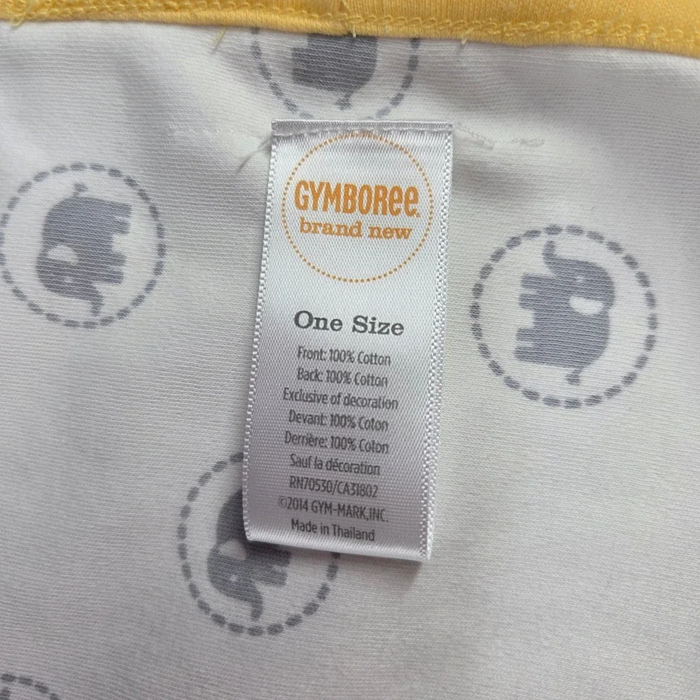 Gymboree Baby Blanket White Yellow Grey Elephant Reversible Cotton One Size